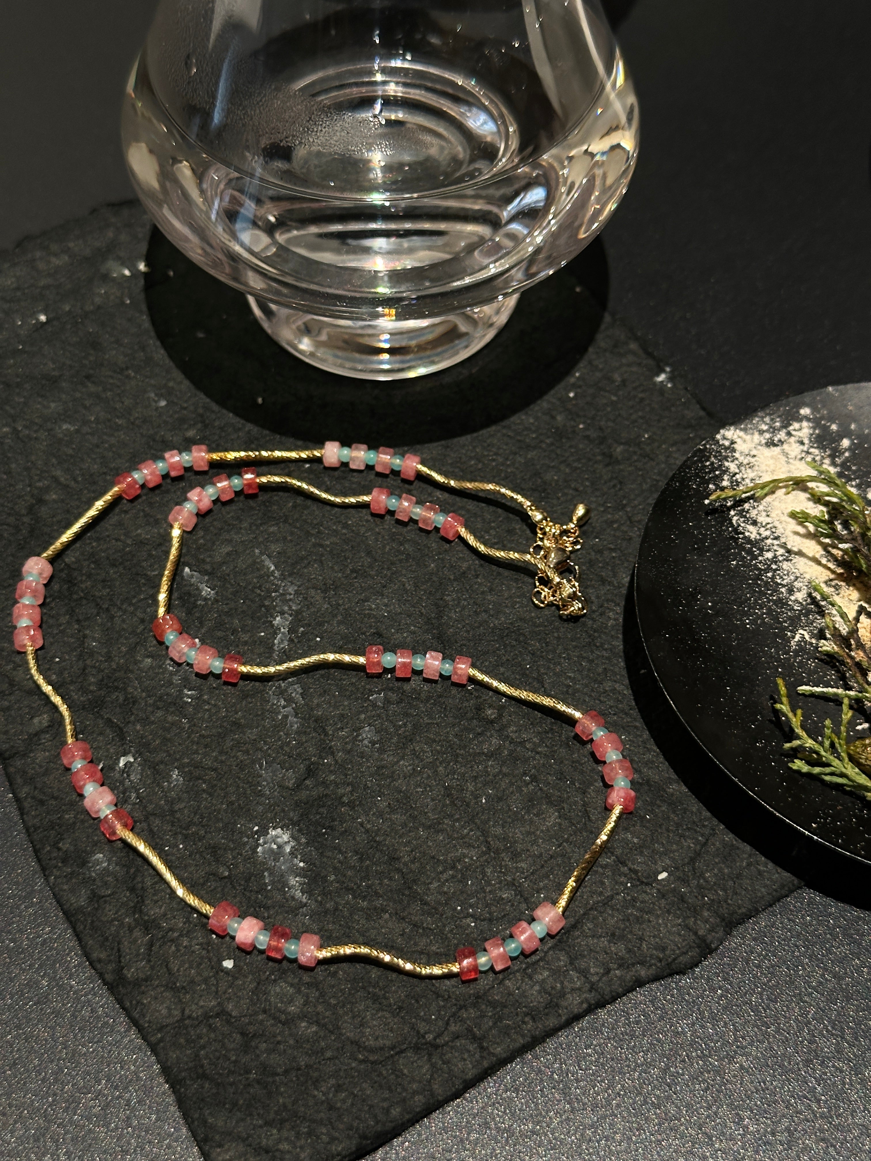 TT original necklace 2026new metal accessories niche style natural raw stone