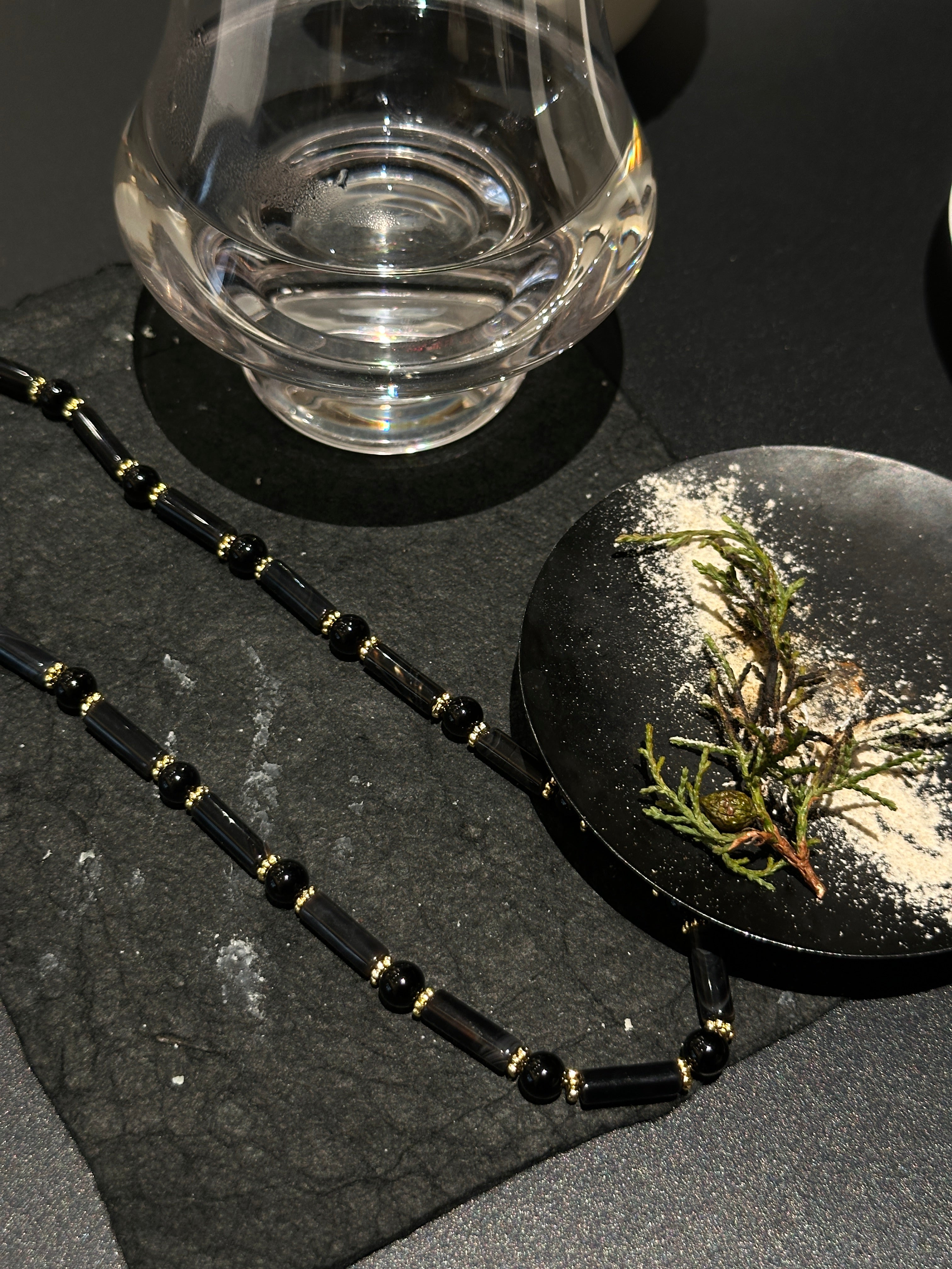 TT original necklace 2026 new natural black agate dark style clalavicle chain