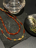 TT original necklace 2026 new natural red agate fashionable double-layer metal ruby accessories