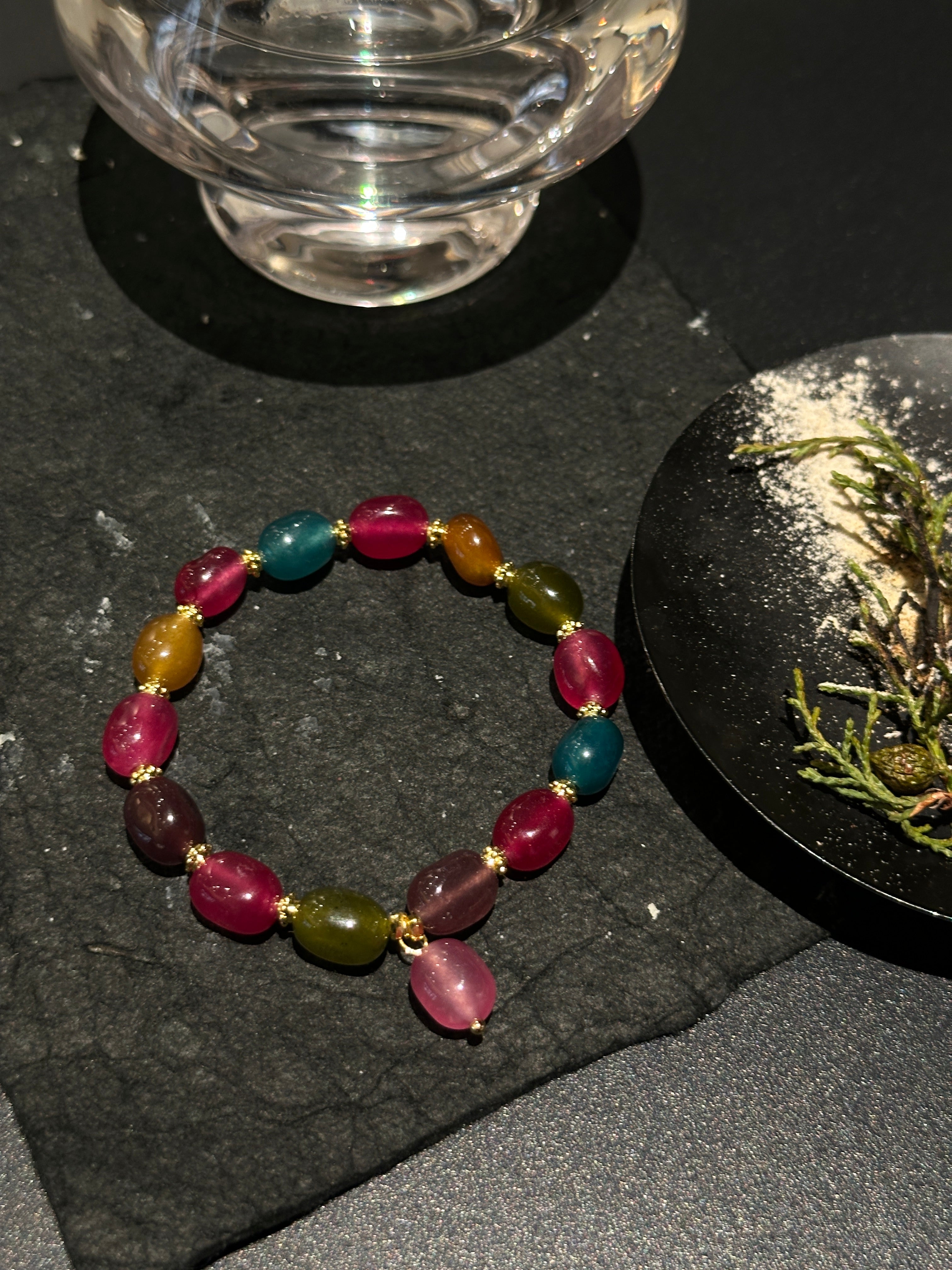 TT original 2026 new bracelet natural colorful tourmaline  candy color dopamine