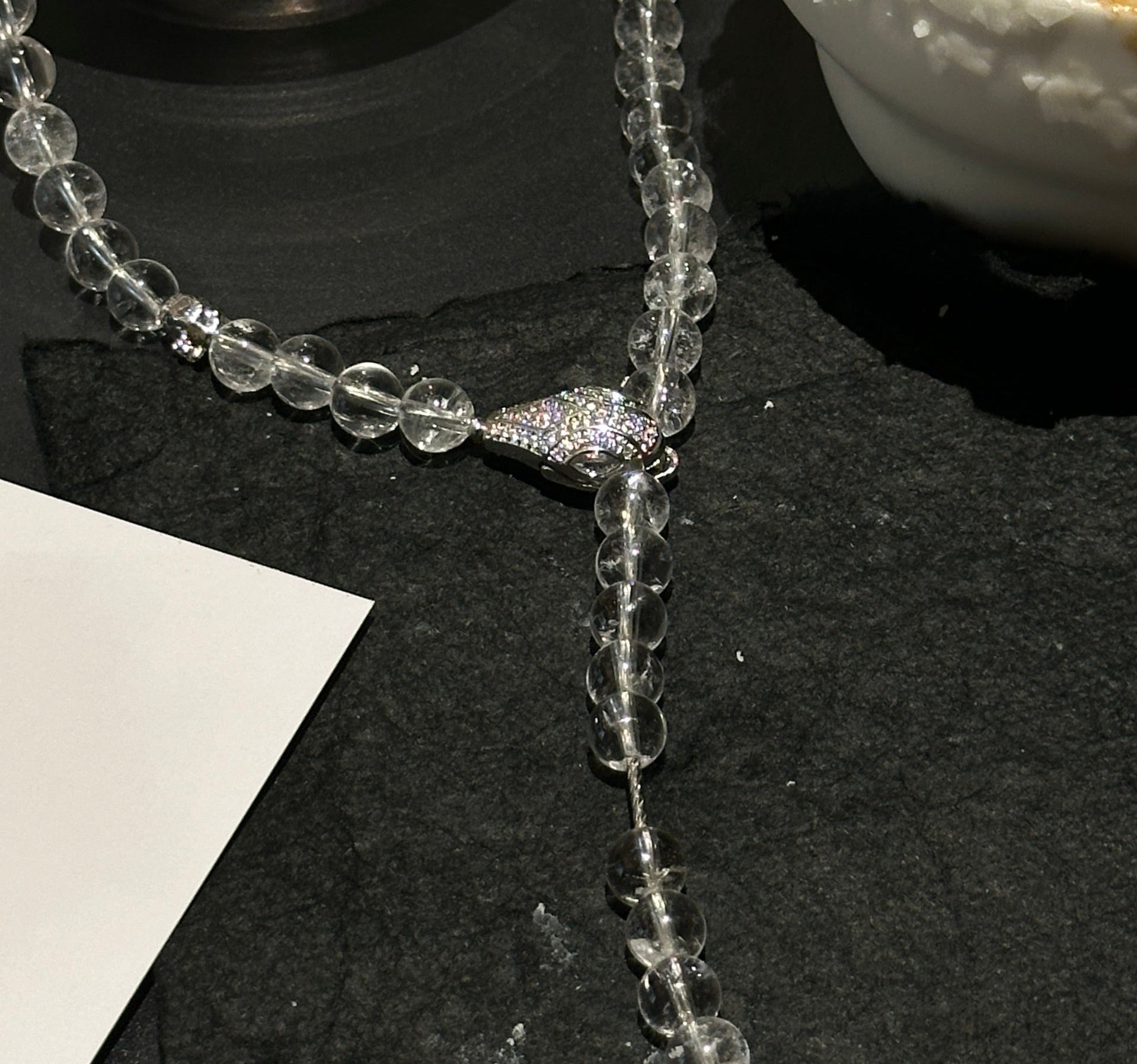 TT original necklace Natural white crystal French light luxury spirit snake necklace