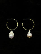 TT original-earring-Vintage Baroque Pearl Gold Hoop Earrings | Premium Finish | Niche Designer Jewelry