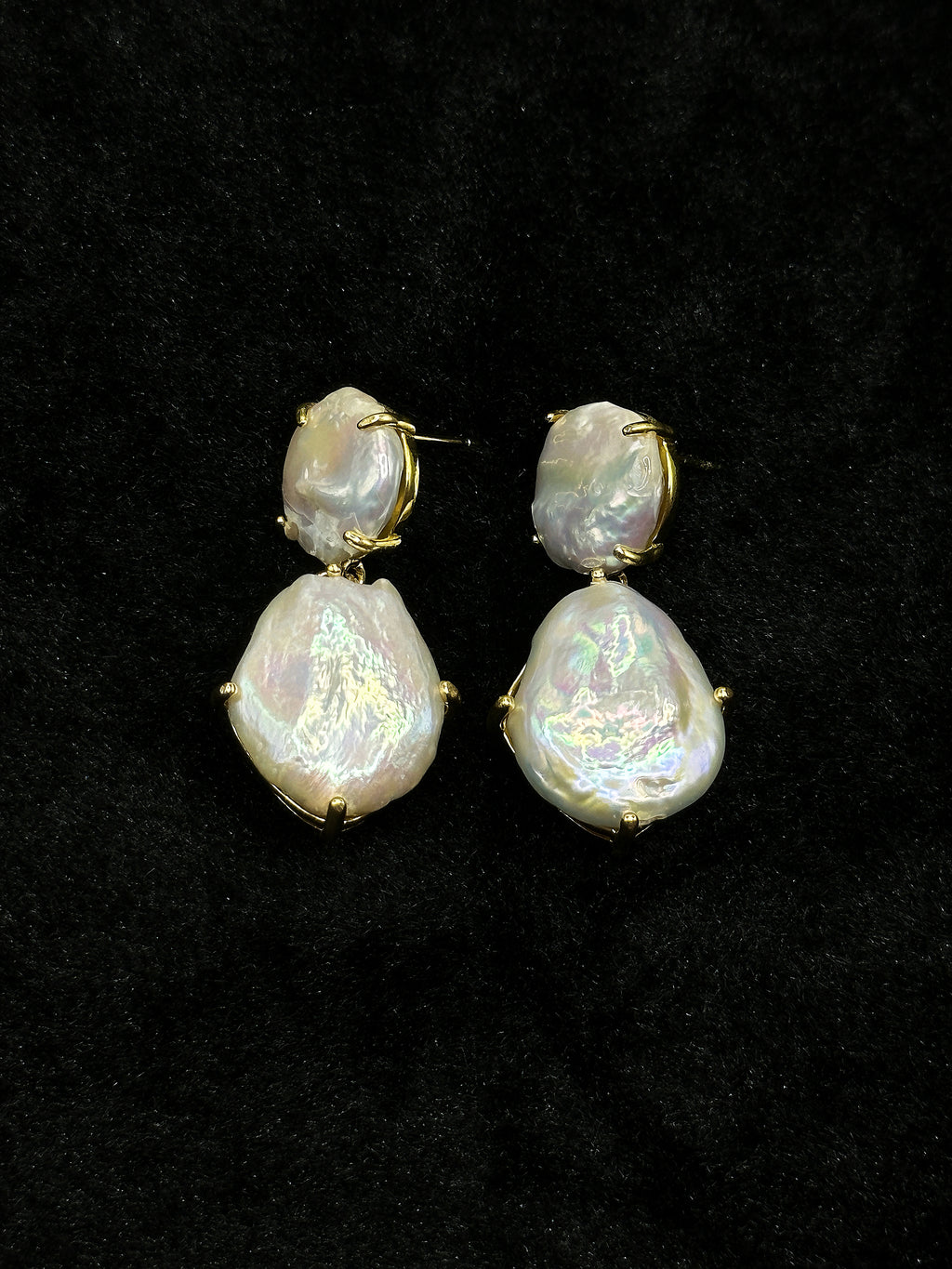 TT original-earring-Natural Baroque Pearl Earrings | Gold Prong Setting - Elegant Drape that Flatters the Face