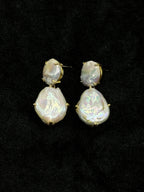TT original-earring-Natural Baroque Pearl Earrings | Gold Prong Setting - Elegant Drape that Flatters the Face