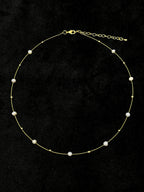 TToriginal-necklace-Classic minimalist pearl necklace | Fine gold thread + natural pearl embellishments
