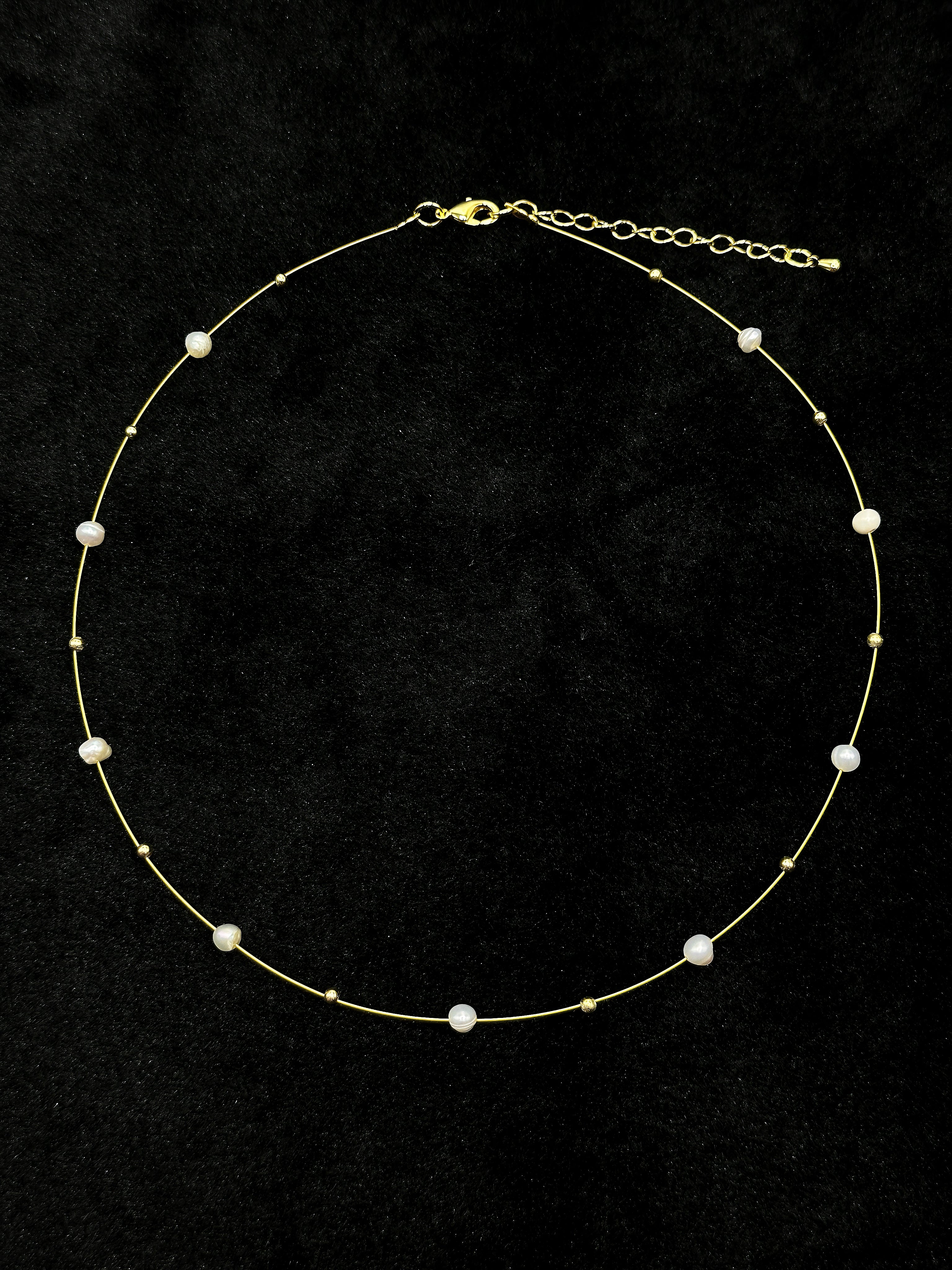TToriginal-necklace-Classic minimalist pearl necklace | Fine gold thread + natural pearl embellishments