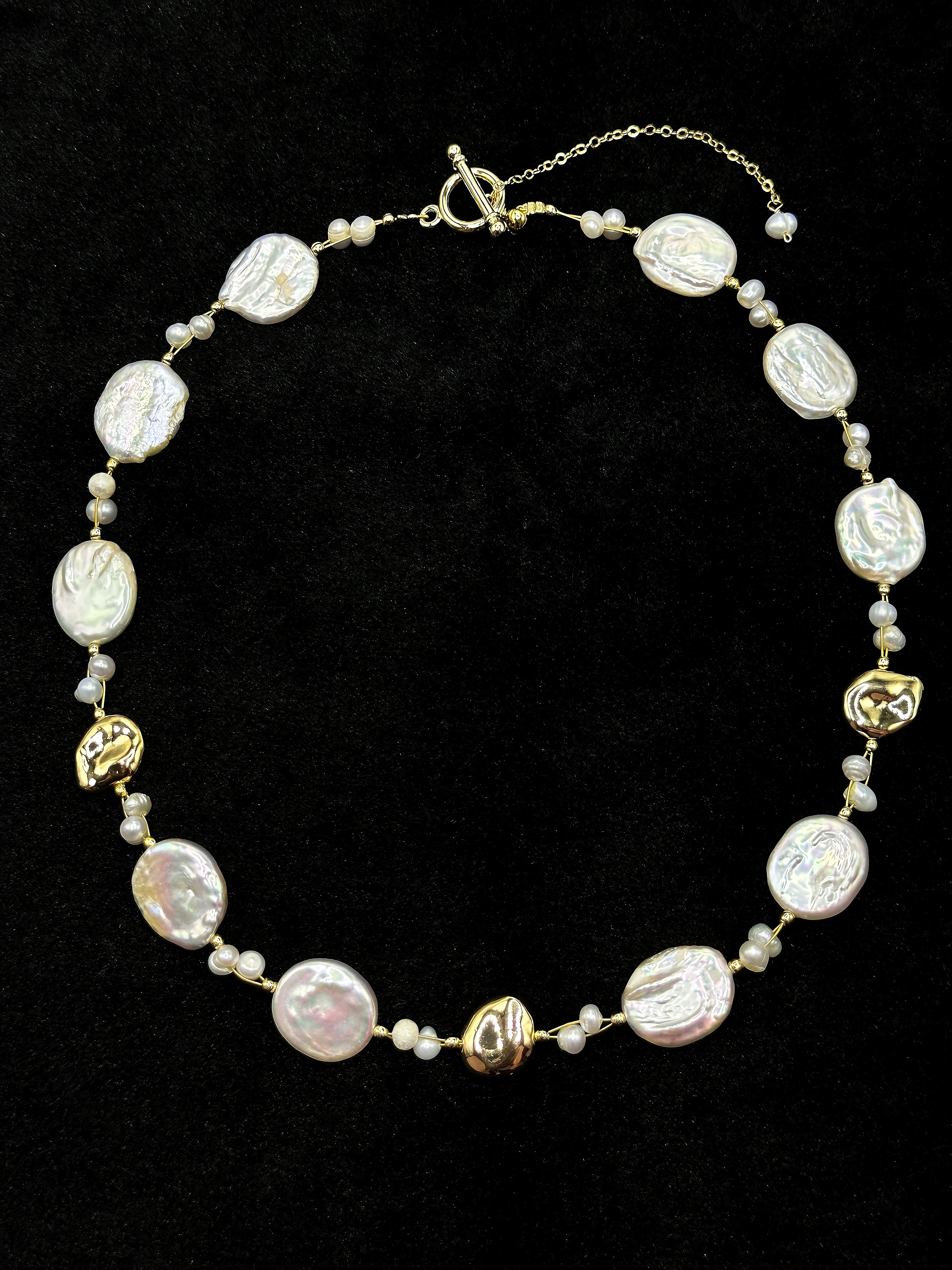 TT original-necklace-Baroque-style gold coin and pearl necklace | A delicate and elegant choker, a perfect gift for her | Featuring an OT clasp