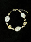 TT original-bracelet-Irregular Baroque Gold Coin Pearl Bracelet | Delicate gold accents, adjustable wristband
