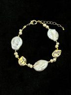 TT original-bracelet-Irregular Baroque Gold Coin Pearl Bracelet | Delicate gold accents, adjustable wristband