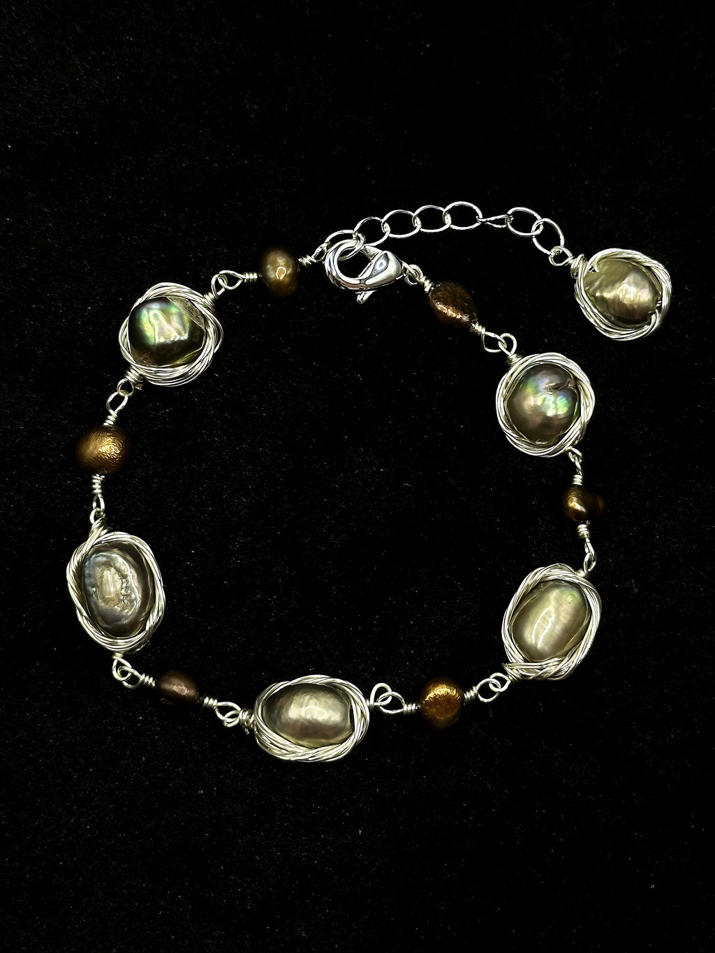 TT original-bracelet-Exquisite irregular pearl necklace and bracelet set | Delicate silver chain jewelry for everyday wear | Anniversary gift