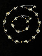 TT original-bracelet-Exquisite irregular pearl necklace and bracelet set | Delicate silver chain jewelry for everyday wear | Anniversary gift