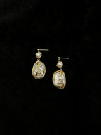 TT original-earring-Exquisite irregular baroque pearl pendant earrings | Elegant gold wire wrapped pearl stud earrings | Niche handmade design