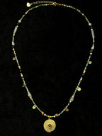 TT original-necklace-Unique tribal style | Bohemian beaded gold pendant necklace | Adjustable turquoise necklace | Handmade style for women