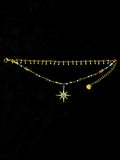 TT original-bracelet-Exquisite summer beach style | Multi-layered gold bracelet | Adjustable turquoise beads and octagonal star pendant | Many travel-themed accessories