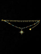 TT original-bracelet-Exquisite summer beach style | Multi-layered gold bracelet | Adjustable turquoise beads and octagonal star pendant | Many travel-themed accessories