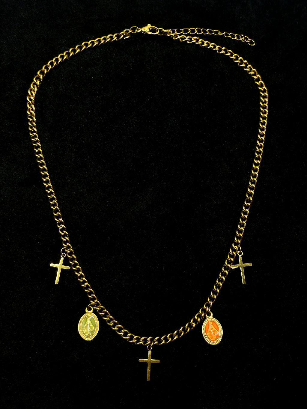 TT original-necklace-Vintage Cross Icon Necklace | Religious Element Gift | Flat, Thick Chain Short Necklace | Retro Trendy Clavicle Necklace