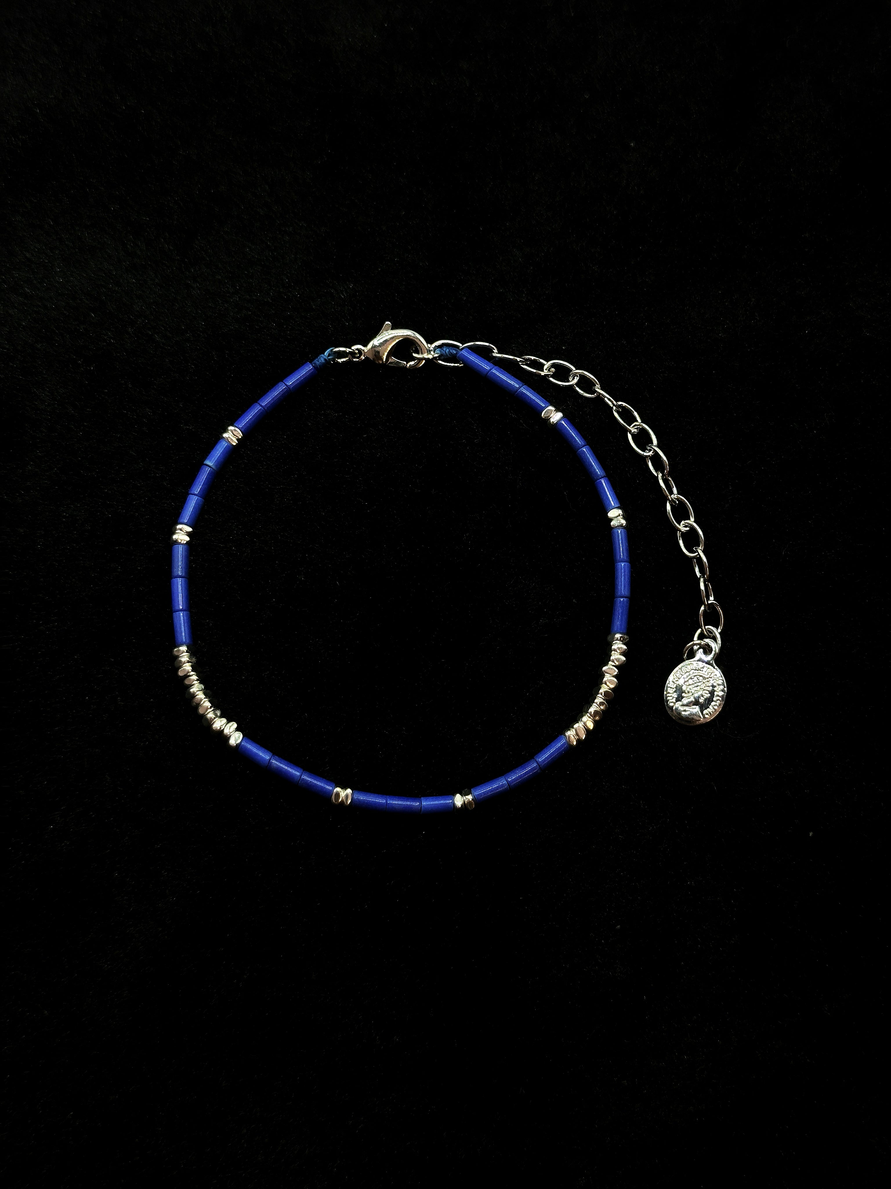 TT original-bracelet-Beach vacation style | Blue beaded accessories | Fresh summer blue bracelet | Artsy and minimalist blue bangle |