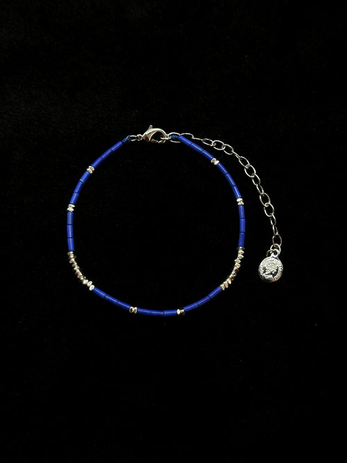 TT original-bracelet-Beach vacation style | Blue beaded accessories | Fresh summer blue bracelet | Artsy and minimalist blue bangle |