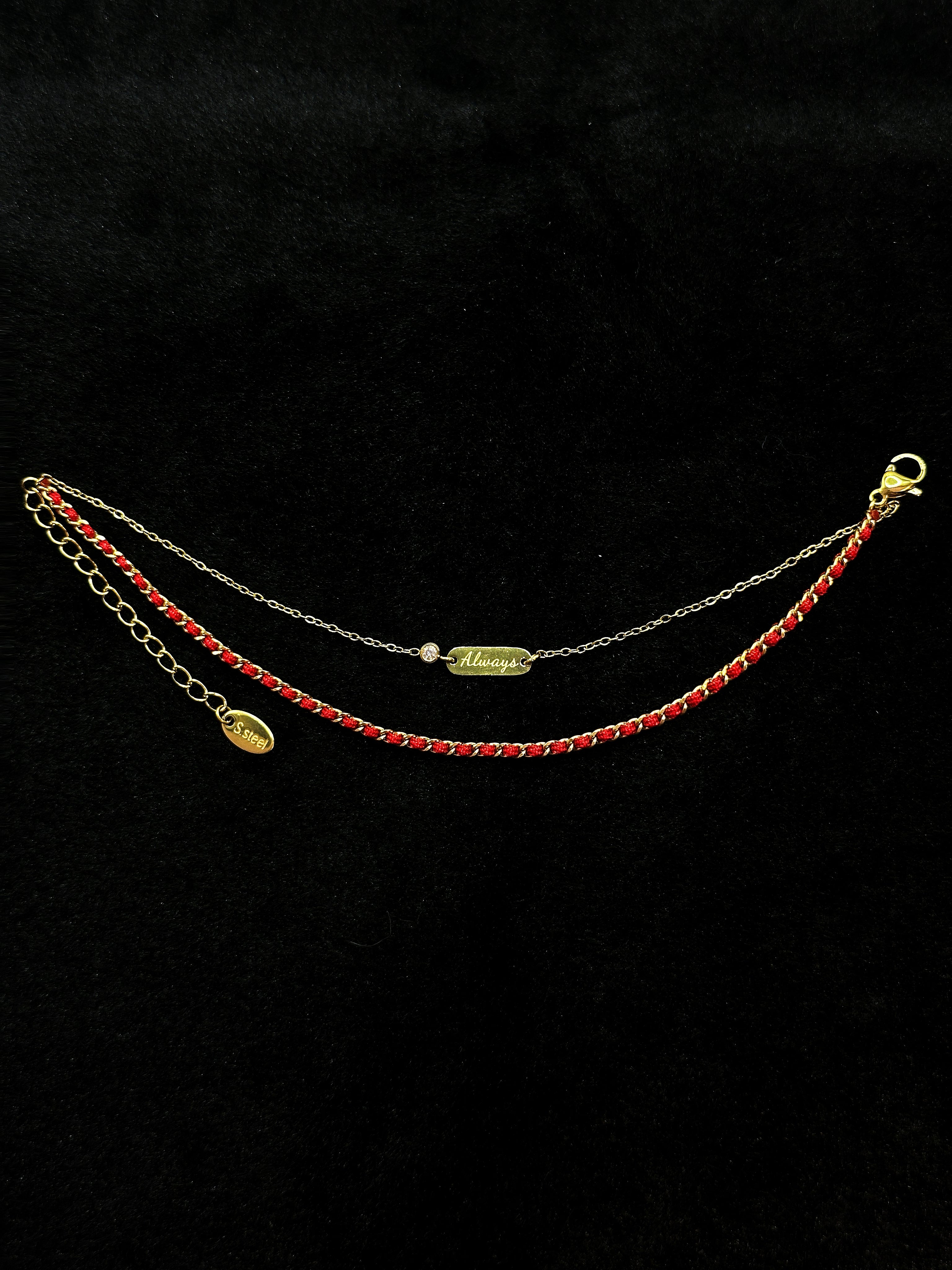 TT original-bracelet-Lucky Red String Bracelet | Meaningful Gift for Friendship and Couples | Double-Layer Gold Chain Bracelet | Stylish and Matching Bracelet