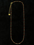 TT original-necklace-Simple red beaded gold long necklace | Adjustable extension chain | Elegant necklace for layering | Perfect for everyday wear | A versatile gift for dates