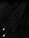 TT original-necklace-Black crystal natural baroque pearl pendant | Long necklace, sweater chain, Y-shaped chain | Exquisite double-layered necklace | High-end, sophisticated, and cool style