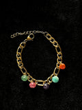 TT original-bracelet-Gold chunky chain with mixed colored gemstones bracelet | Street style | Retro-modern mix | Party/evening | Affordable luxury trendy bracelet