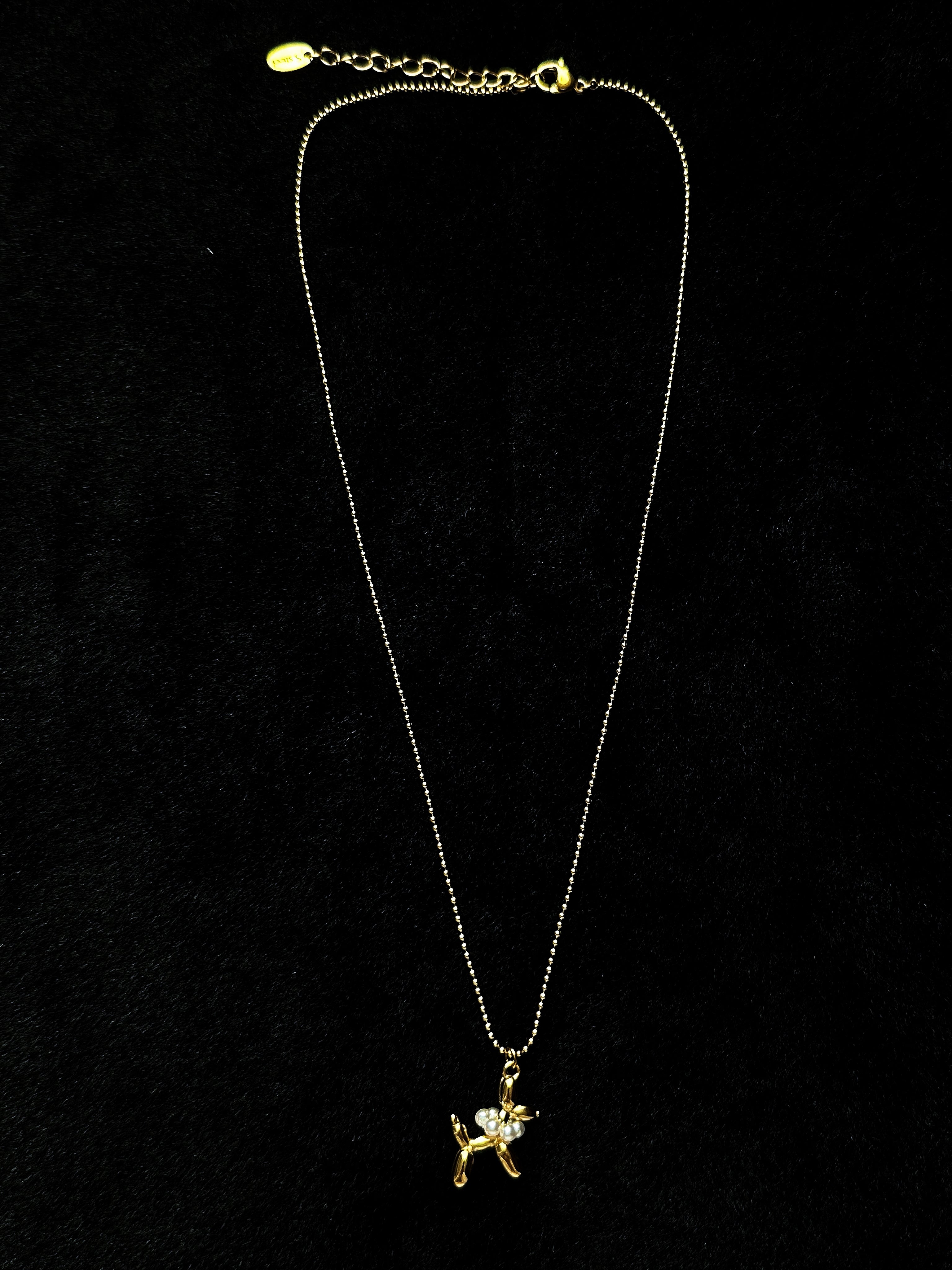 TT original-necklace-Gold beaded necklace | Healing puppy necklace | Pet lovers | Cute style | Pet-themed necklace | Popular pearl puppy design