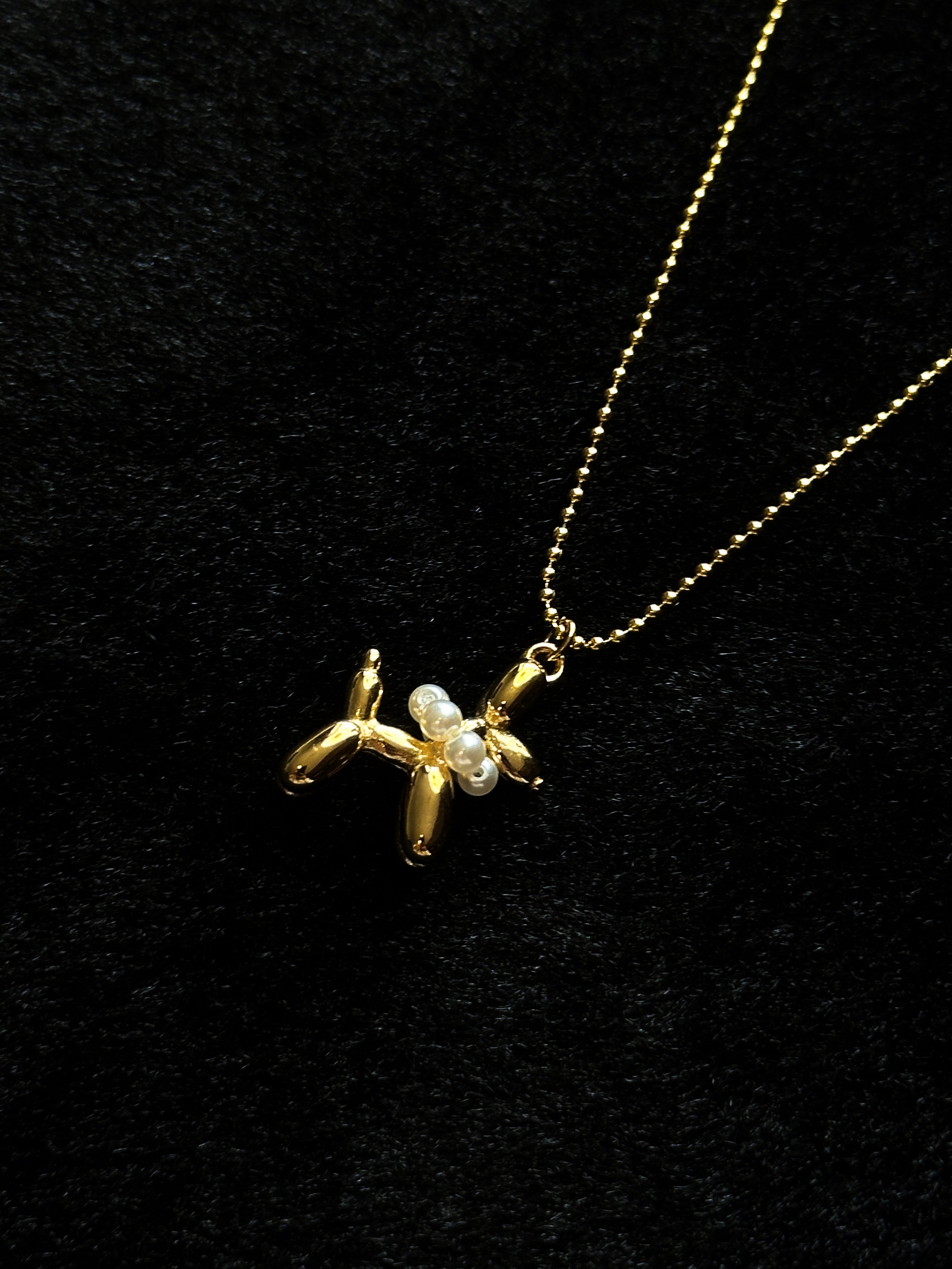 TT original-necklace-Gold beaded necklace | Healing puppy necklace | Pet lovers | Cute style | Pet-themed necklace | Popular pearl puppy design