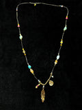 TT original-necklace-Bohemian Gold Feather Long Necklace | Vacation Ethnic Style | Casual Denim Outfit | Handmade Knitting | Niche Beaded Jewelry | Music Festival Outfit