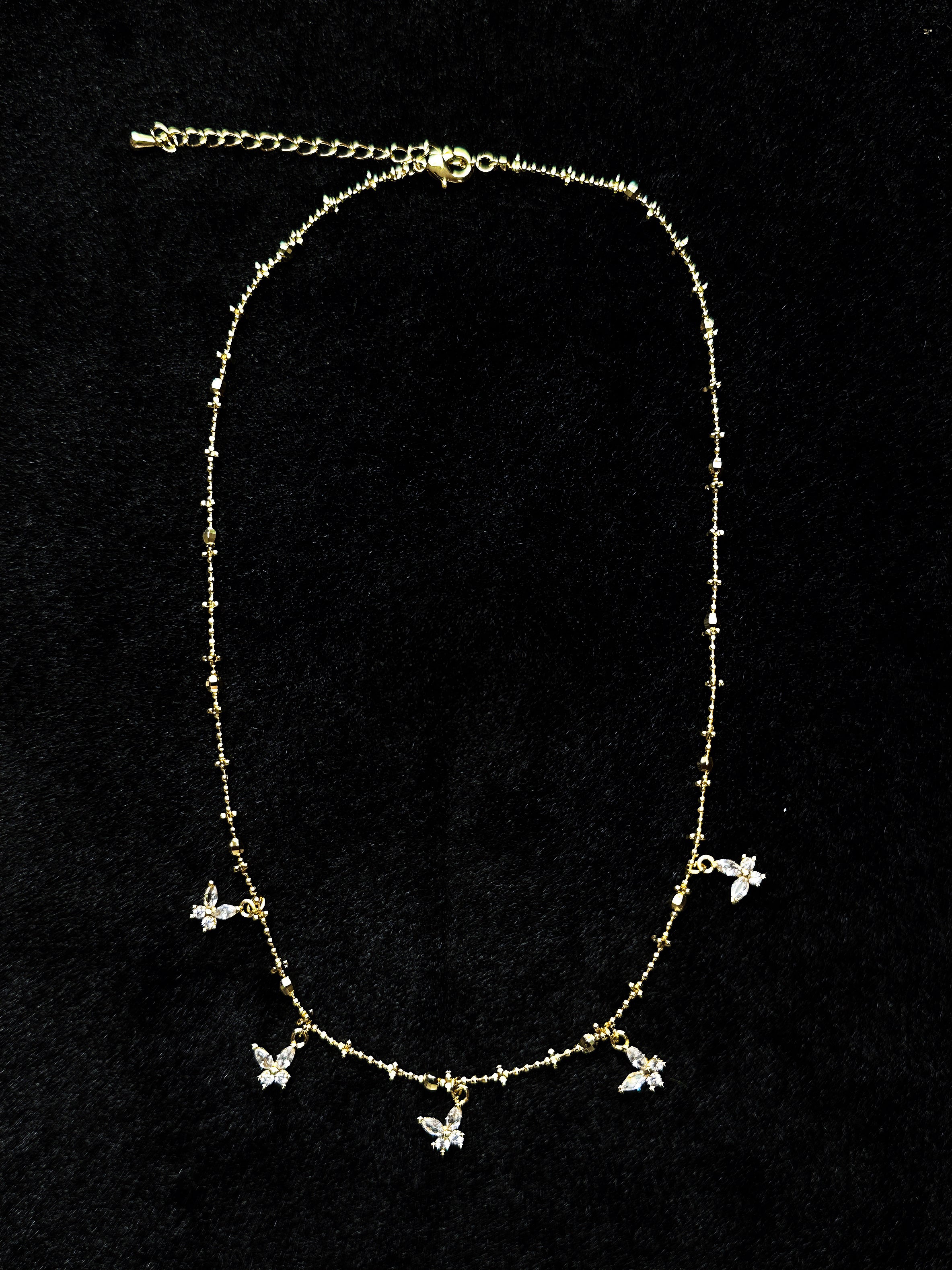 TT original-necklace-Sweet butterfly necklace | Delicate gold bead necklace | Gold-plated thin chain stackable