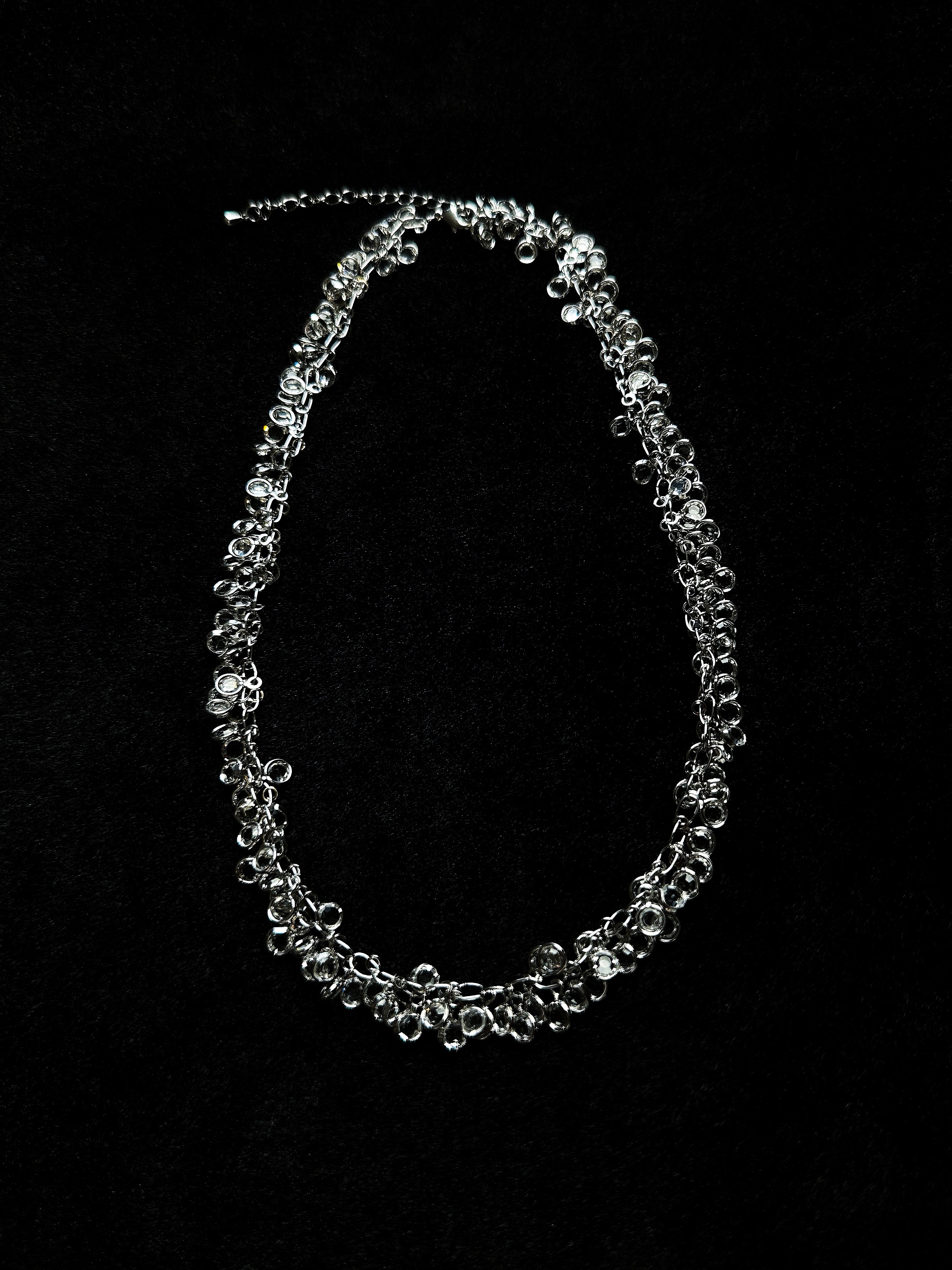 TT original-necklace-Silver Crystal Necklace | Sparkling Crystal Bubble Design | Luxurious Party and Evening Accessories Necklace