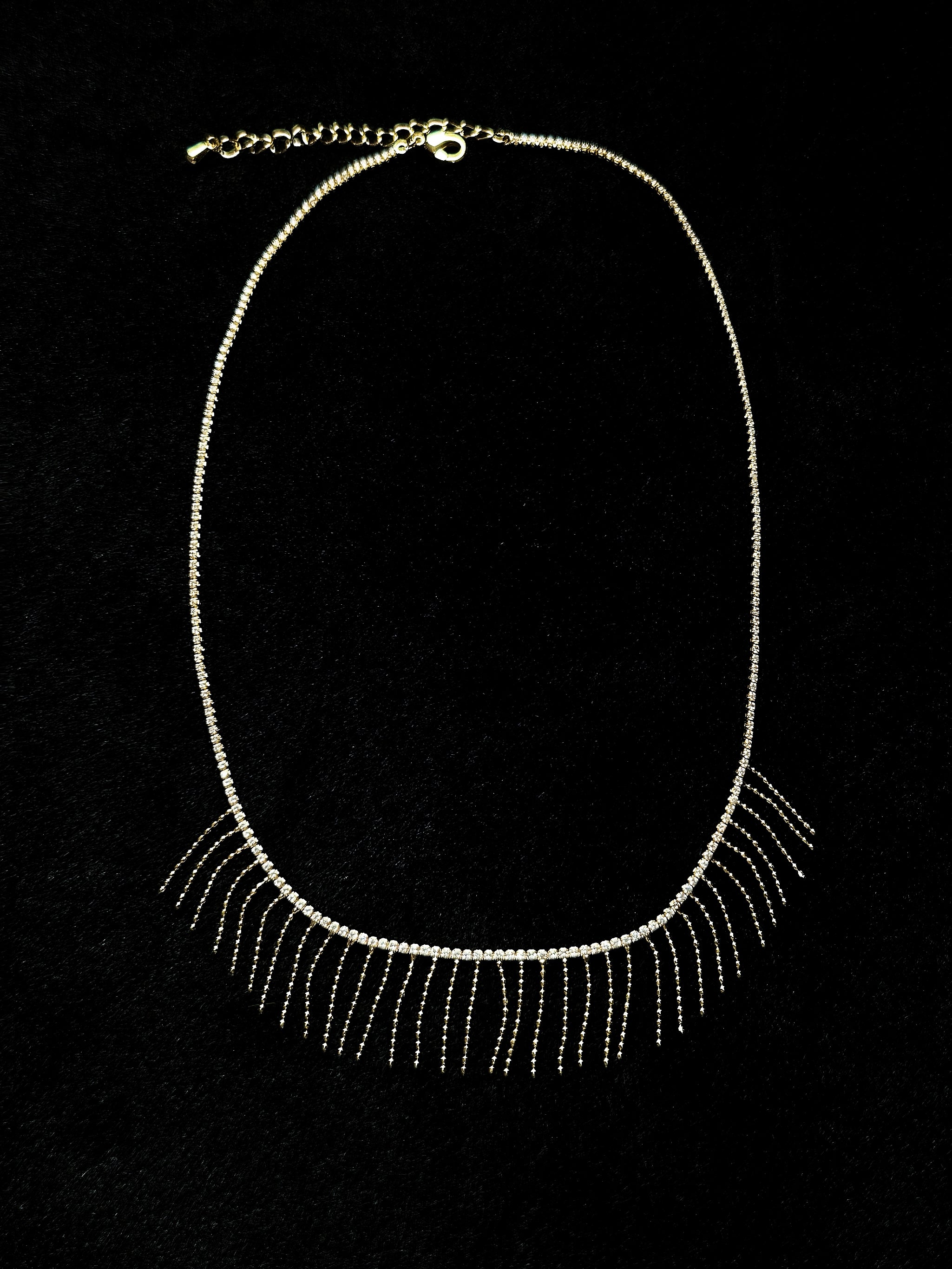 TT original-necklace-Lightweight fan-shaped tassel | Gorgeous rhinestone tassel necklace | Stylish retro versatile dress necklace | Collarbone short necklace, a must-have for dates and parties