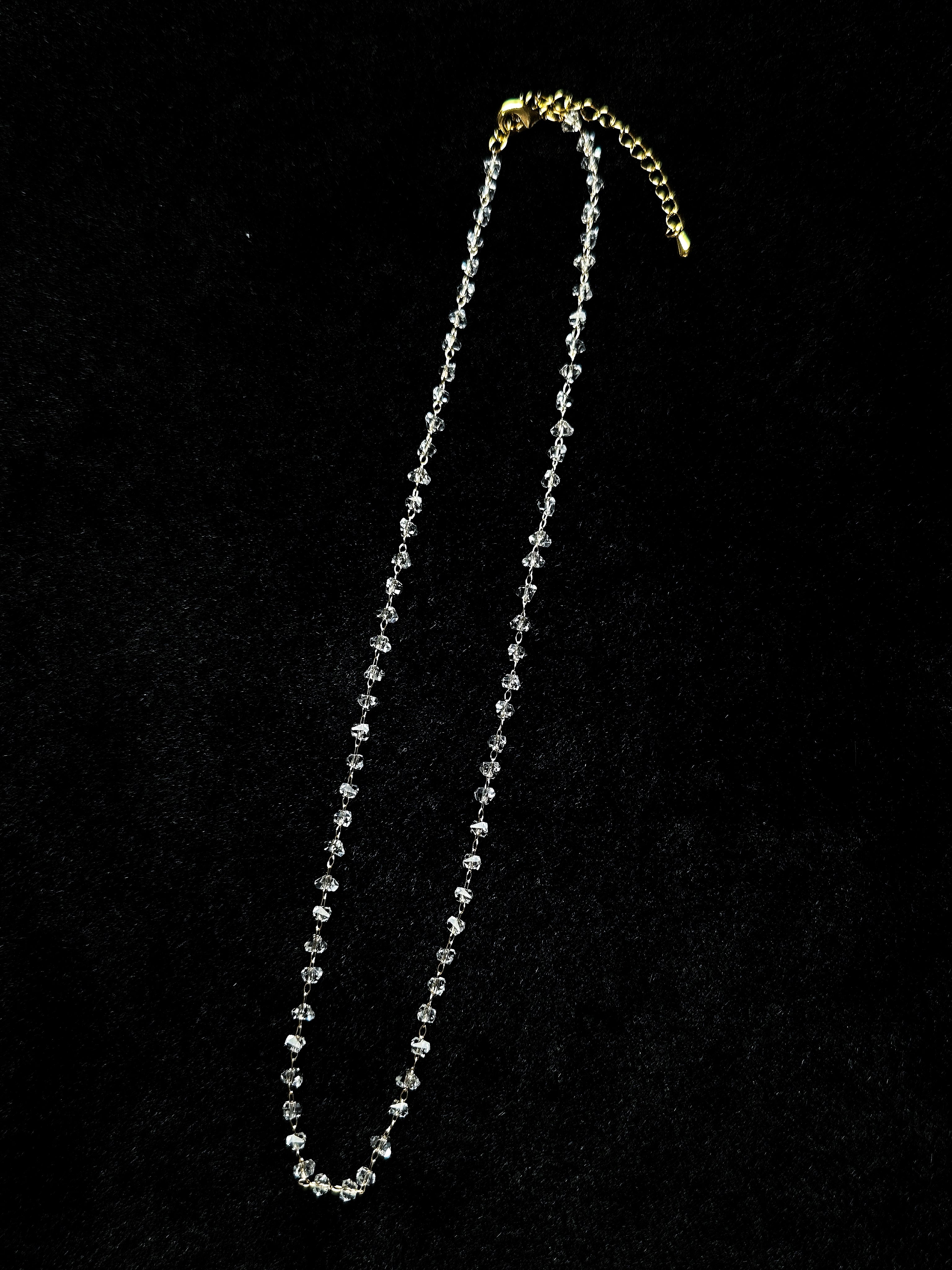 TT original-necklace-Exquisite minimalist clavicle necklace | Versatile thin chain bead necklace | Transparent, luxurious crystal necklace