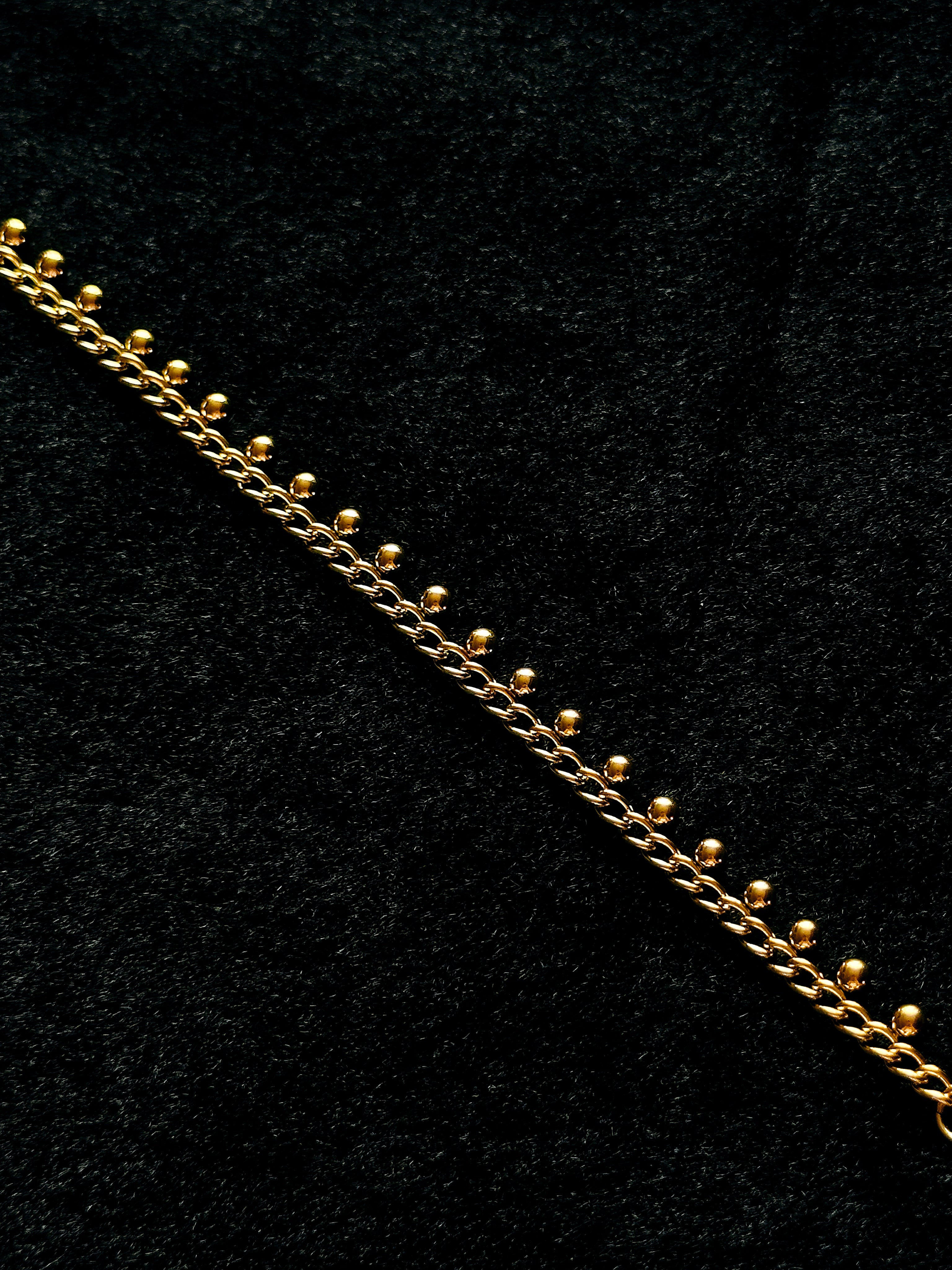 TT original-bracelet-Minimalist beaded chain | Elegant luxury | Basic plain bracelet for layering | Vintage gold ball chain | Stacking essential | Everyday commuting bracelet