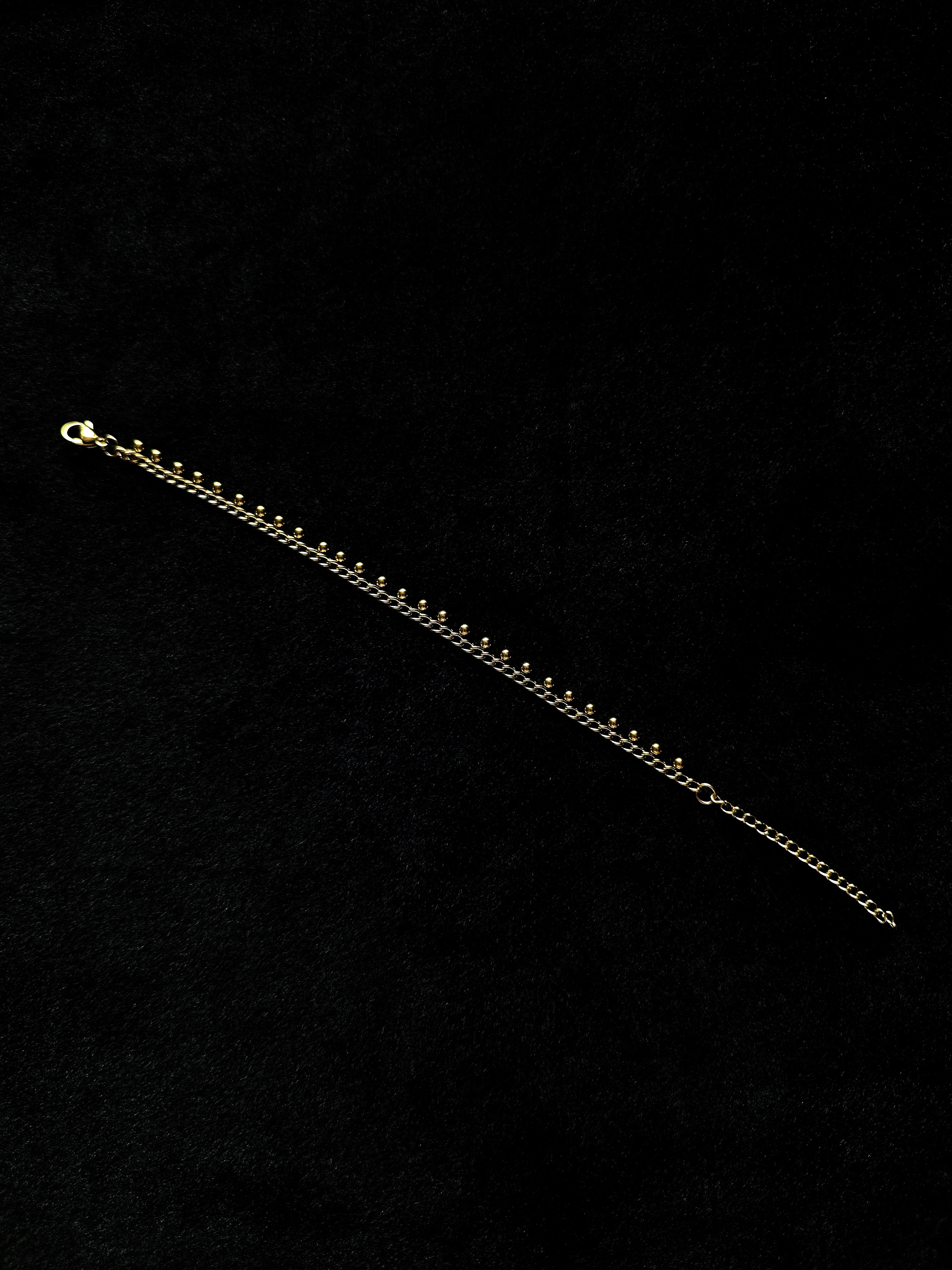 TT original-bracelet-Minimalist beaded chain | Elegant luxury | Basic plain bracelet for layering | Vintage gold ball chain | Stacking essential | Everyday commuting bracelet