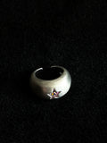 TT original-ring-Vintage half-moon open ring | Handmade feel | Matte brushed silver ring | Five-pointed star ring | Unique wide ring