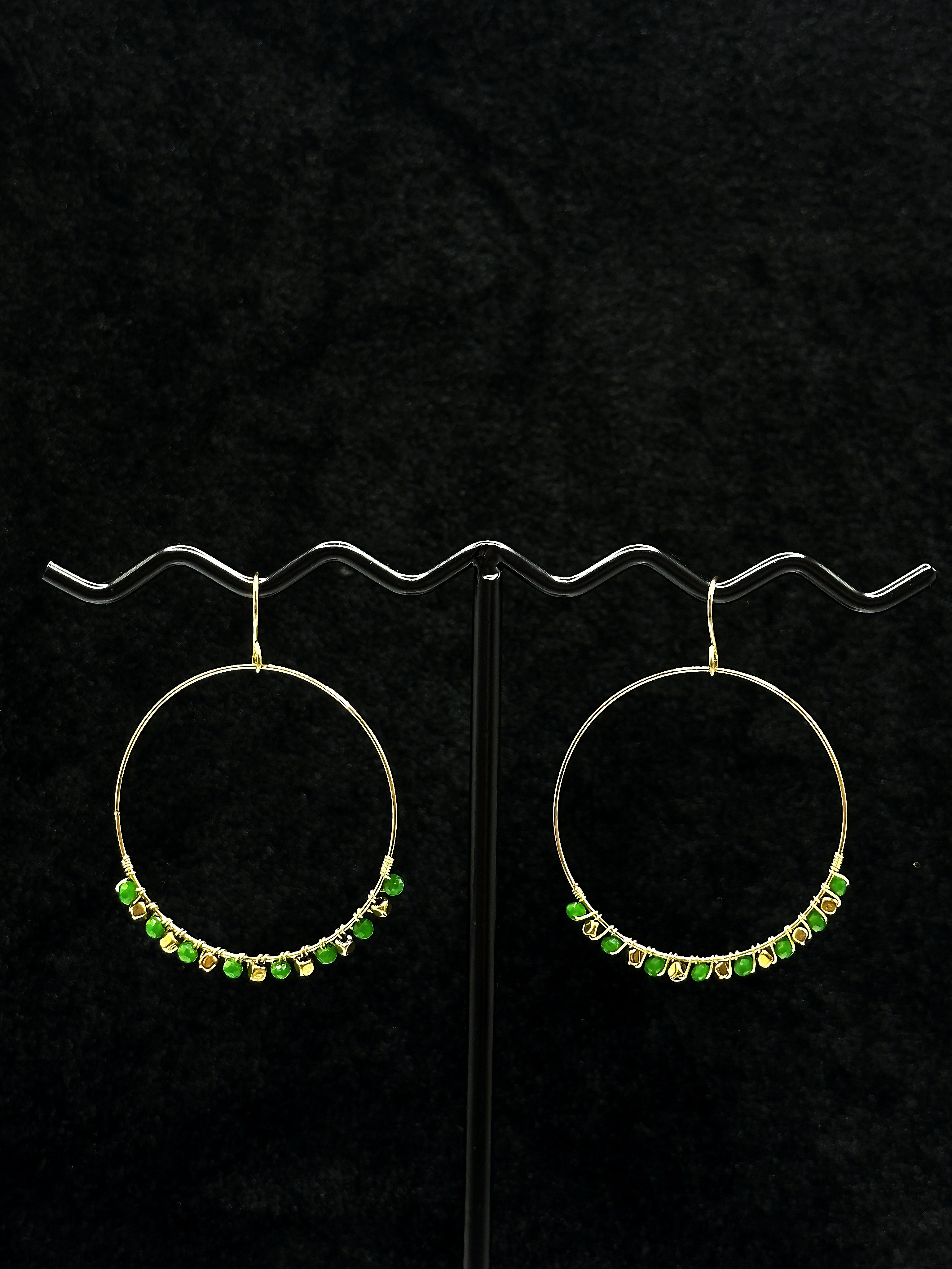 TT original-earring-Bohemian-style green gemstone earrings | Beach vacation style | Travel photography essential | Vintage handmade earrings | One-of-a-kind handmade pieces