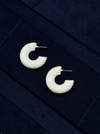 TT original-earring-Unique C-hoop Earrings | Geometric Textures | Chanel-inspired Earrings | C-shaped Stud Earrings | Street Style | Black Hoop Earrings | Retro-Modern Half-Moon Earrings