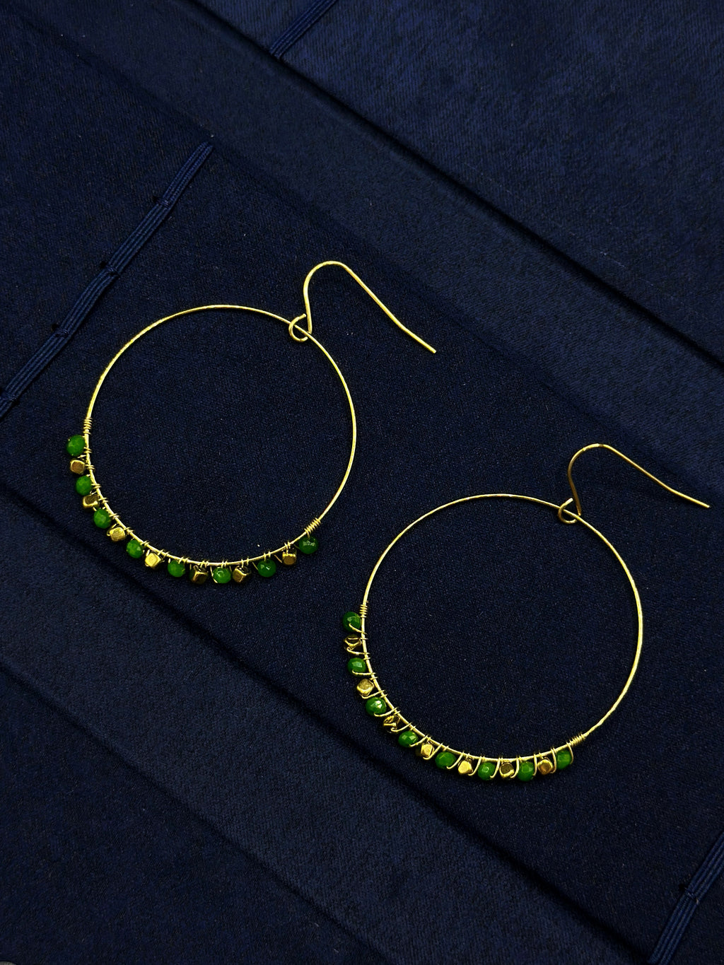 TT original-earring-Bohemian-style green gemstone earrings | Beach vacation style | Travel photography essential | Vintage handmade earrings | One-of-a-kind handmade pieces