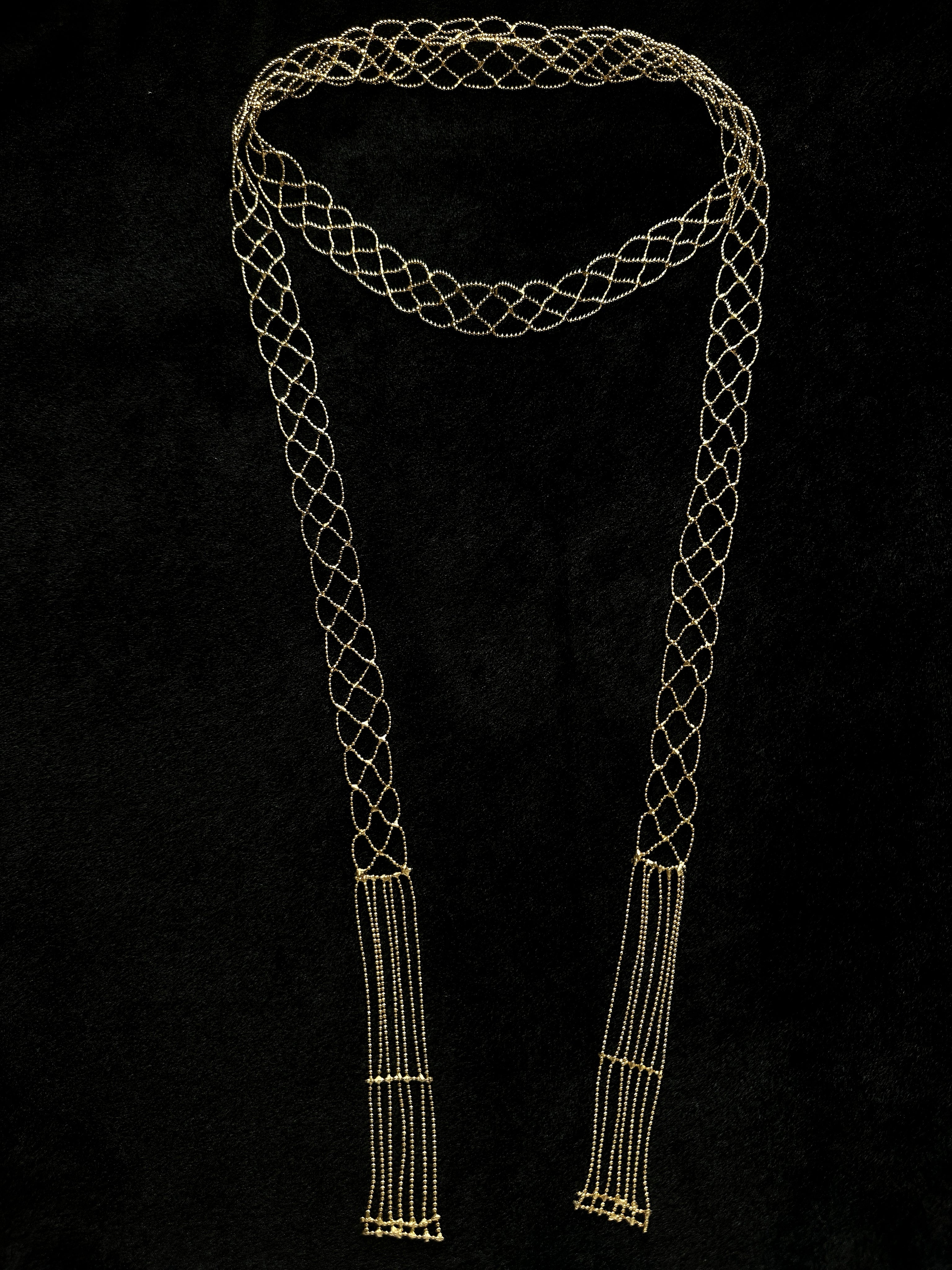 TT original-necklace-Handmade gold lace-woven long necklace | Stackable tassel long necklace | A luxurious long necklace suitable for both work and evening events