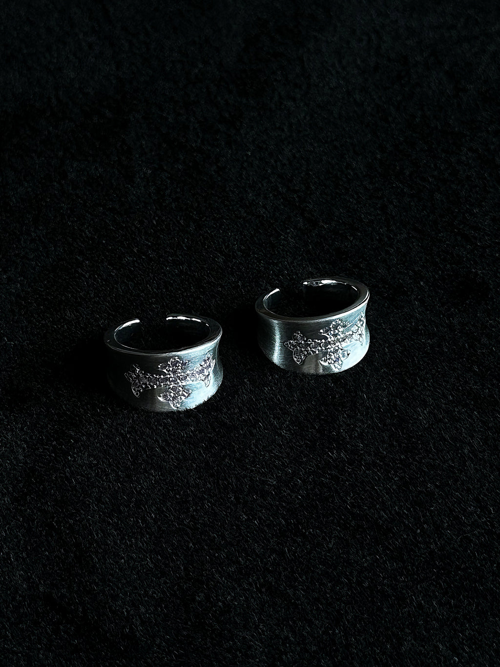 TT original-ring-Pink diamond cross ring | Dark style | Thick silver ring | Unisex cool ring | Couple ring | Index finger ring