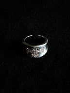 TT original-ring-Pink diamond cross ring | Dark style | Thick silver ring | Unisex cool ring | Couple ring | Index finger ring