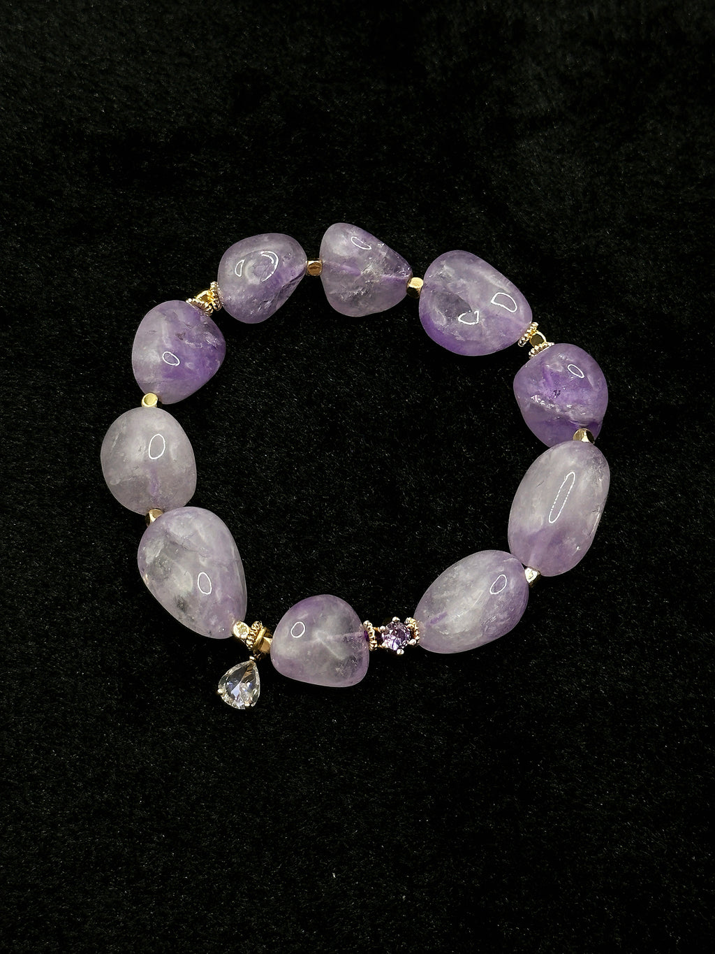 TT original-bracelet-Natural Amethyst Bracelet | Irregular Amethyst Bracelet | Niche Design Natural Crystal Jewelry | Vintage Luxury | Bohemian Style | Lucky Charm | Elastic Cord Bracelet