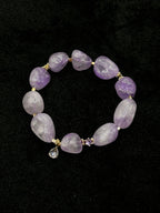 TT original-bracelet-Natural Amethyst Bracelet | Irregular Amethyst Bracelet | Niche Design Natural Crystal Jewelry | Vintage Luxury | Bohemian Style | Lucky Charm | Elastic Cord Bracelet