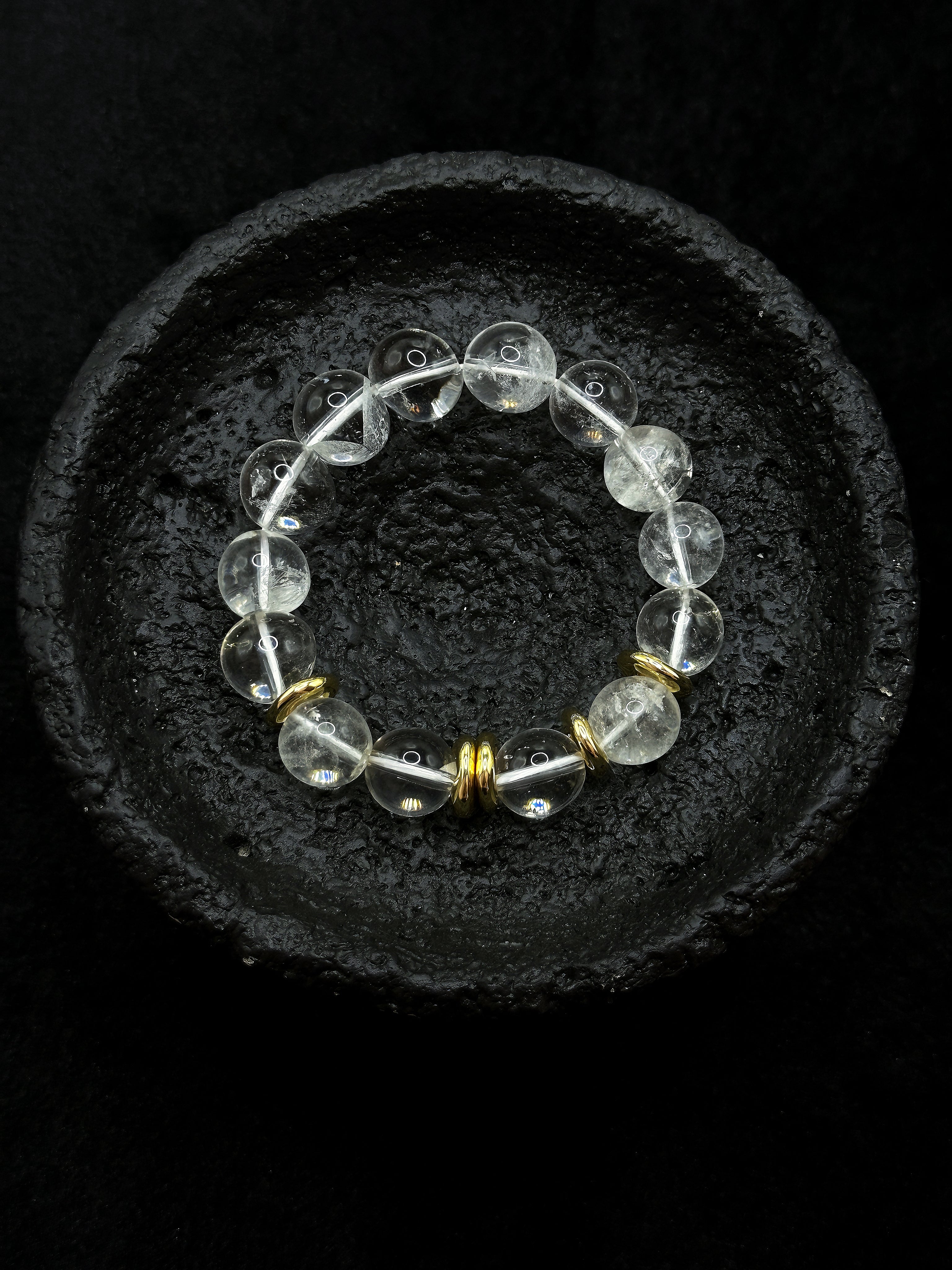 TT original-bracelet-Natural white crystal bracelet | Auspicious crystal bracelet for wealth and good fortune | Niche design transparent crystal | Feng shui protection | Stacking jewelry | Elastic rope bracelet