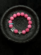 TT original-bracelet-Pink Natural Stone Bracelet | Pink Crystal Energy Stone Bracelet | Niche Design Spring/Summer Must-Have | Elastic Bracelet | Dragon Fruit Color Scheme