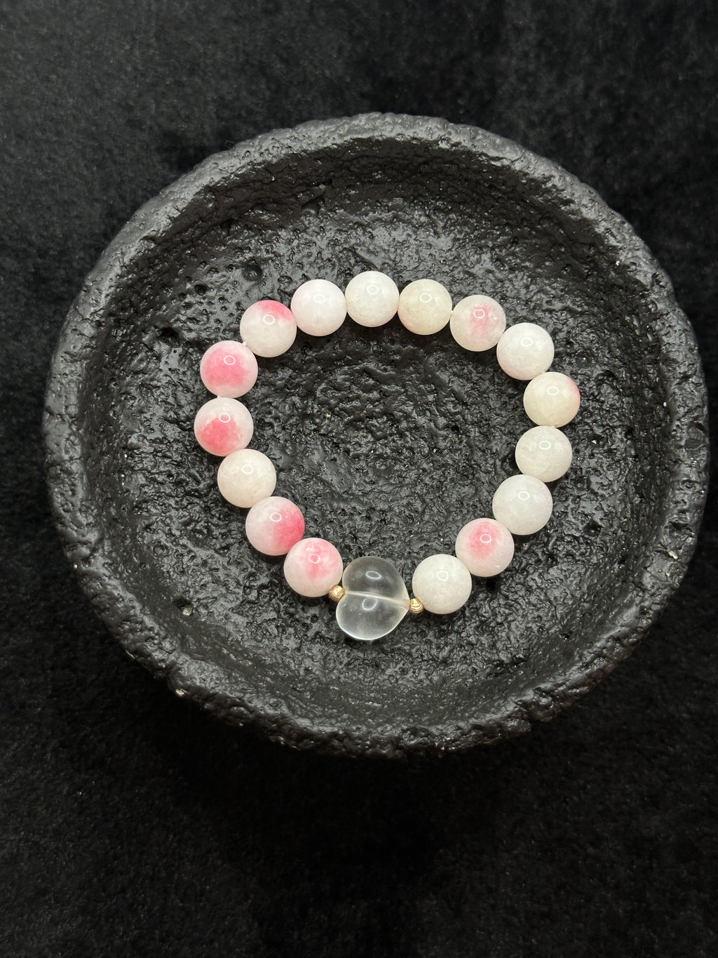 TT original-bracelet-Pink Natural Stone Bracelet | Heart Bracelet | Must-Have Pink Jewelry for Spring and Summer | Affordable and Unique Pink Bracelets