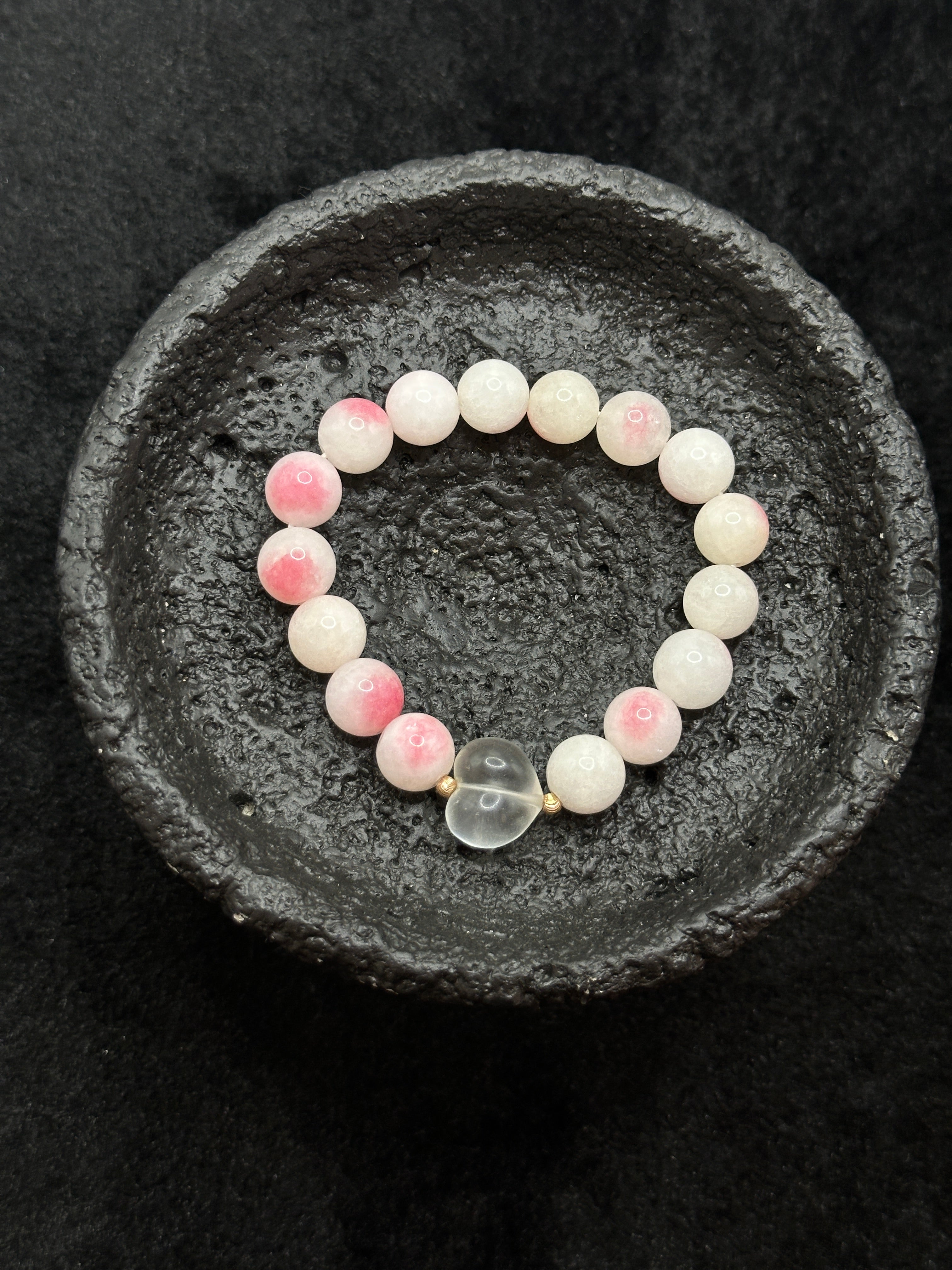 TT original-bracelet-Pink Natural Stone Bracelet | Heart Bracelet | Must-Have Pink Jewelry for Spring and Summer | Affordable and Unique Pink Bracelets