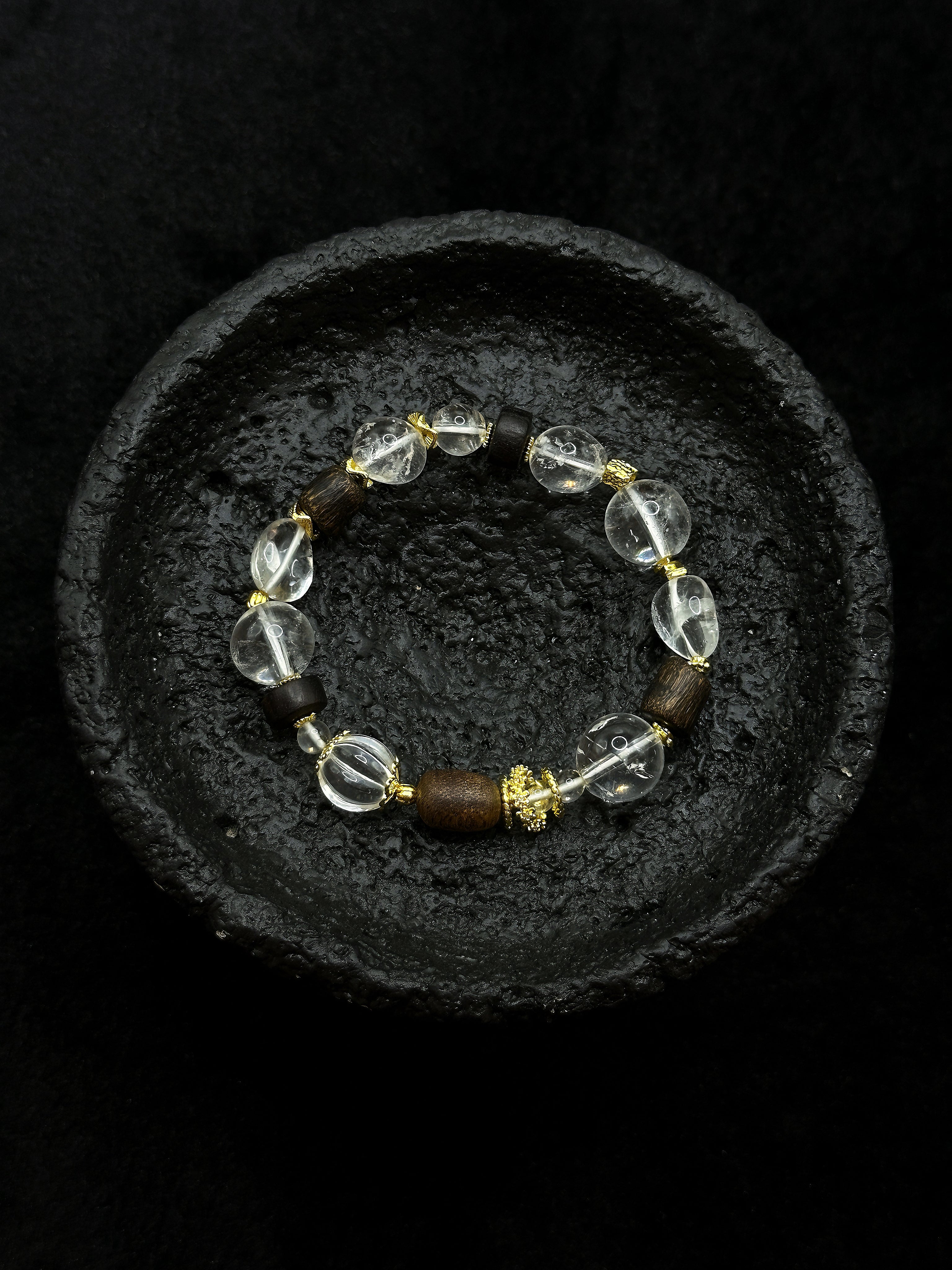 TT original-bracelet-Raw stone energy crystal bracelet | Unisex wood-style crystal bracelet | Zen-inspired natural elastic bracelet | Forest-themed artistic handmade crystal bracelet | Niche handmade