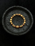 TT original-bracelet-Agarwood x Red Agate Bracelet | Simple and Versatile Elastic Bracelet | Gold Spacer Beads | A Zen-Inspired Unisex Bracelet